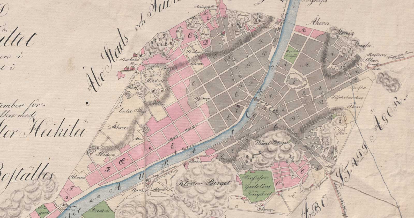 WALLENIUKSEN TURUN PALON LAAJUUSKARTTA 1827. Kuva: Turun museokeskus / Kansallisarkisto